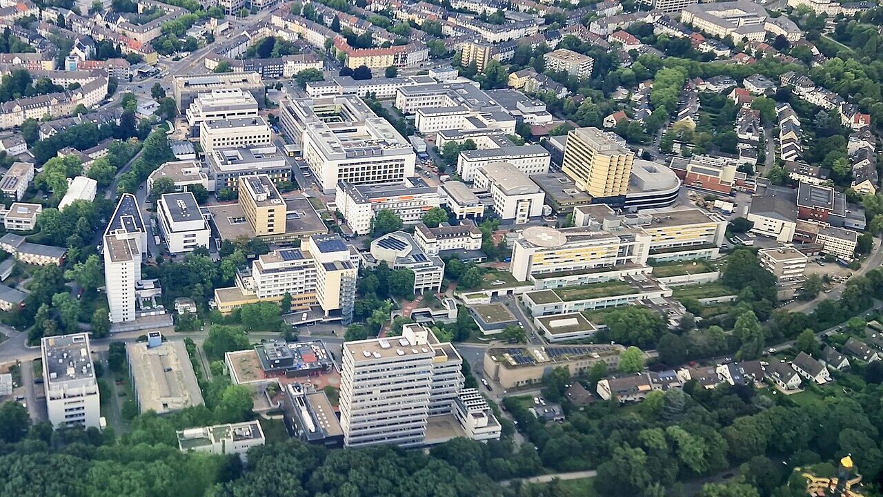Luftbild des Universitätsklinikums Essen in Holsterhausen