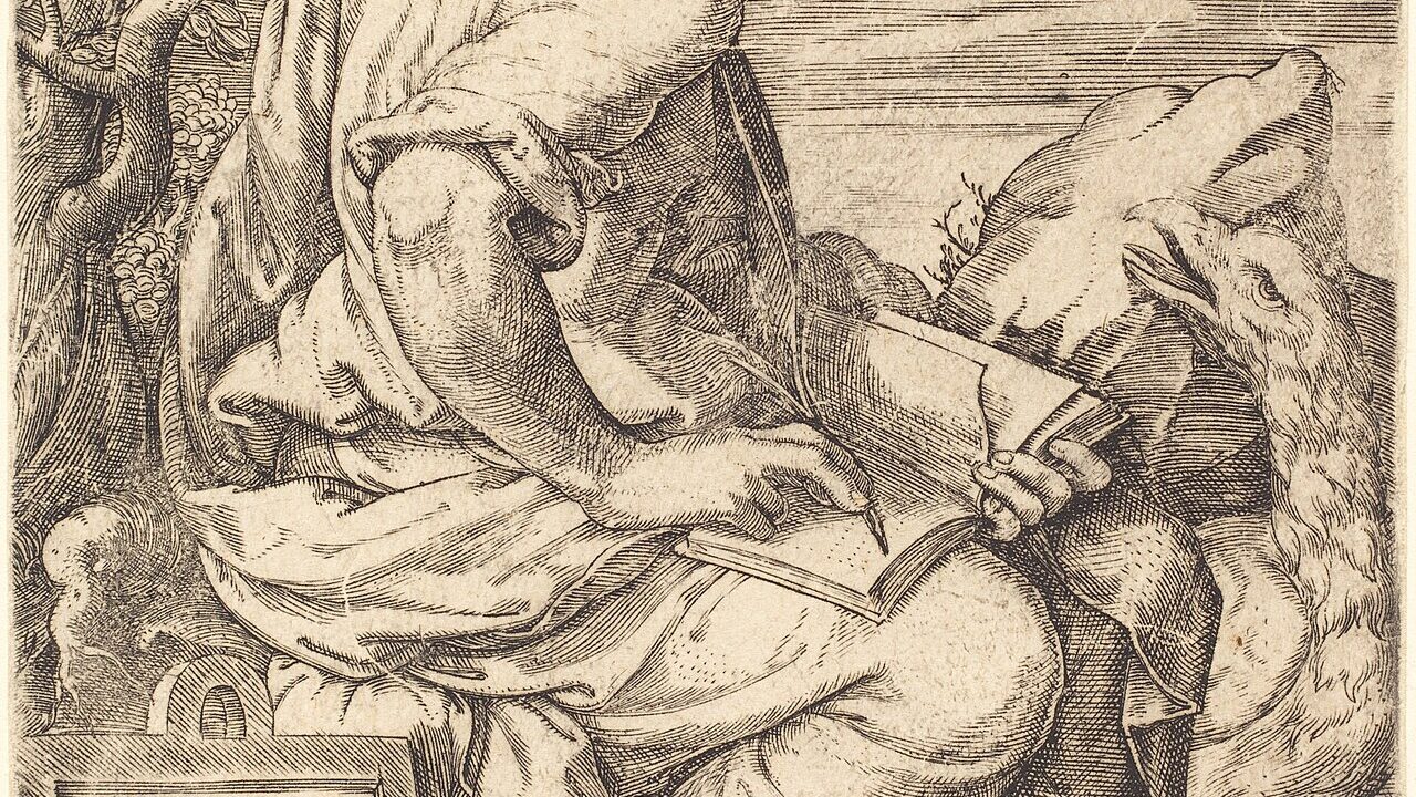 Kupferstich „Heiliger Johannes“ von Johann Ladenspelder (1549), Namensgeber der Ladenspelderstraße